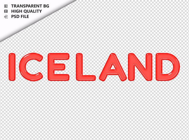 PSD islandia hecho de texto naranja con sombra transparente aislado