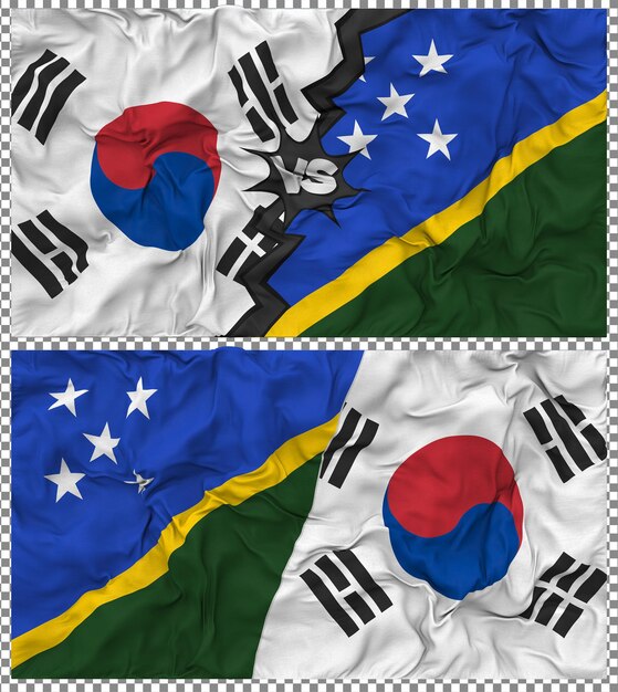 Islas Salomón contra Corea del Sur Media bandera combinada Textura de la tela 3D