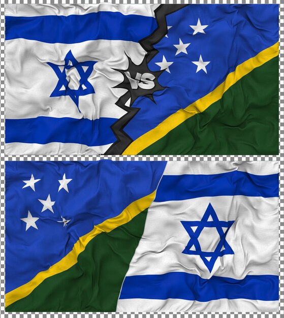 Islas Salomón contra Israel Media bandera combinada con textura 3D de la tela