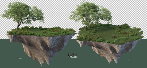 isola con alberi e prato