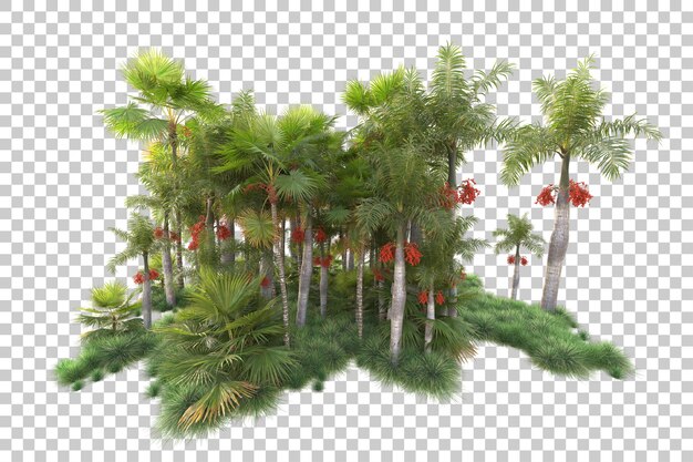 Isola del fogliame isolata su sfondo trasparente illustrazione del rendering 3d