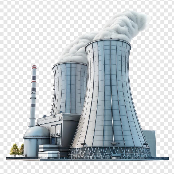PSD isolação da central nuclear 3d em psd de fundo de transparência