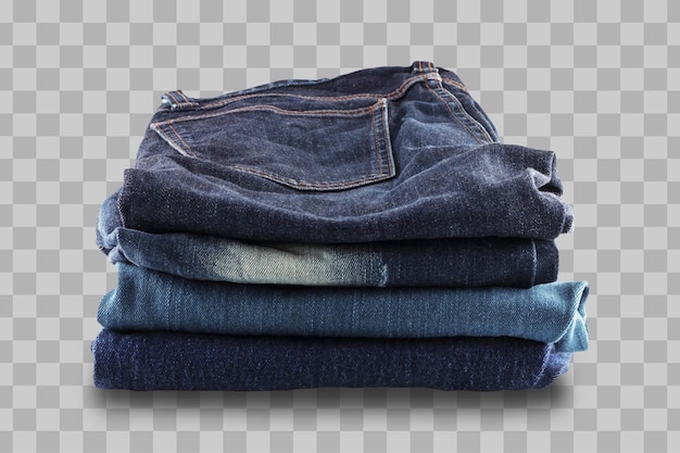 PSD isolado muitos jeans empilhados