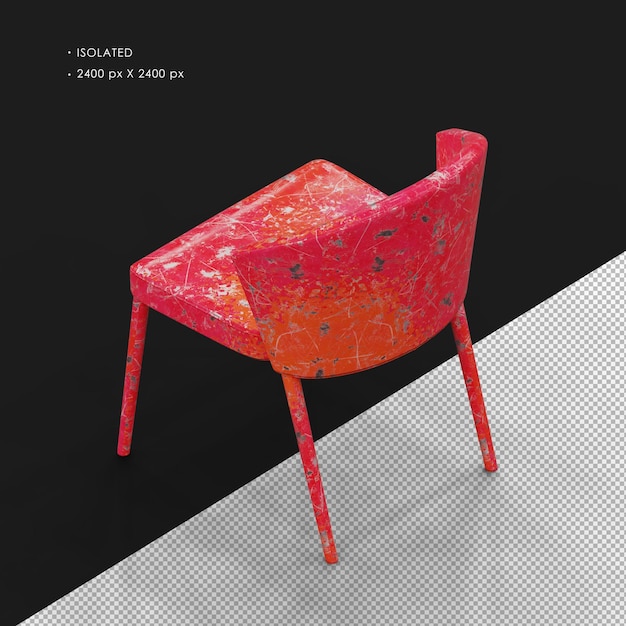 Isolado pintura realista desgastada roja moderna silla de metal de Windsor isométrica vista trasera superior izquierda