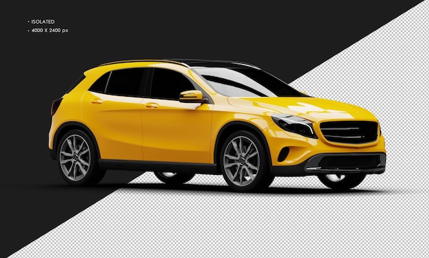 PSD isolado realista amarelo brilhante elegante carro suv da vista frontal direita
