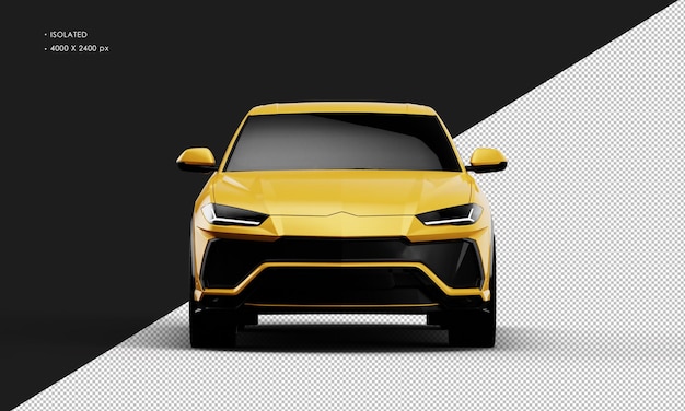 Isolado realista amarelo brilhante elegante carro suv esportivo da vista frontal