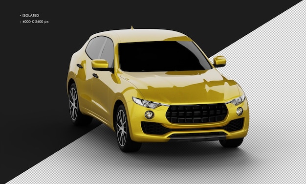 Isolado realista amarelo brilhante modern city sport suv carro da vista do ângulo frontal direito