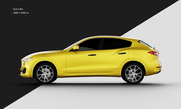 PSD isolado realista amarelo brilhante modern city sport suv carro da vista lateral esquerda