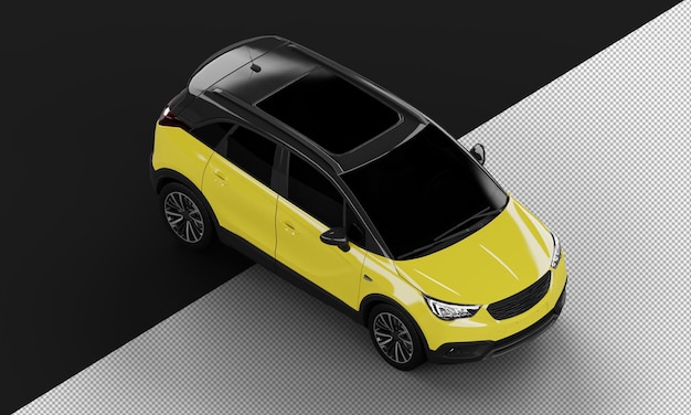 Isolado realista amarelo brilhante moderno esporte suv city car da vista frontal superior direita