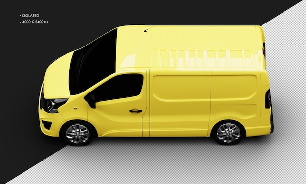 Isolado Realista Amarelo Brilhante Transporte Comercial Van Carrinho Cego da Vista Superior Esquerda