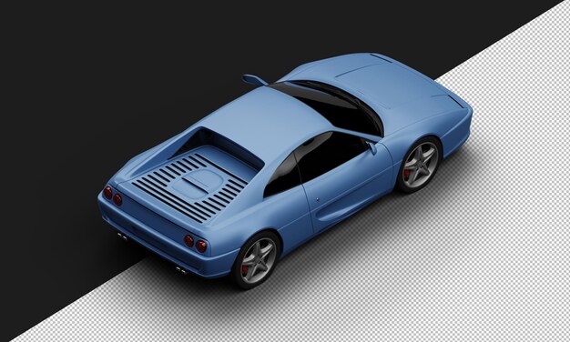Isolado Realista Azul Fosco Elegante Sport City Sedan Carro de Vista Traseira Superior Direita
