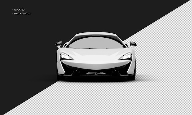 Isolado realista blanco metálico motor twin turbo hiper deportivo desde la vista delantera
