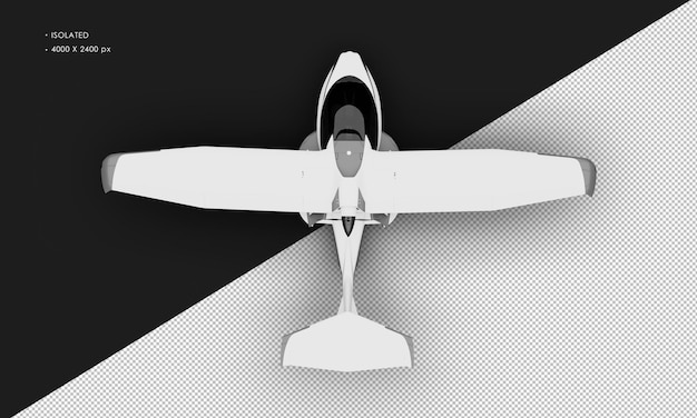 PSD isolado realista branco fosco anfíbio avião esportivo leve da vista superior