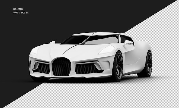 Isolado Realista Branco Fosco Elegante Hiper Esporte Carro Sedan Moderno Da Vista de Ângulo Frontal Esquerdo