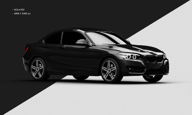 Isolado Realista Brilhante Preto Metálico Preto Moderno Elegante Carro Sedan da Vista Frontal Direita