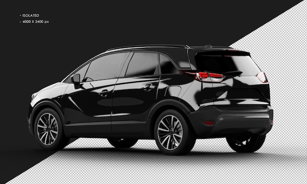 Isolado realista brilhante preto moderno esporte suv city car da vista traseira esquerda