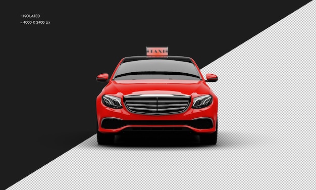 PSD isolado realista brilhante vermelho metálico luxo cidade táxi carro de vista frontal