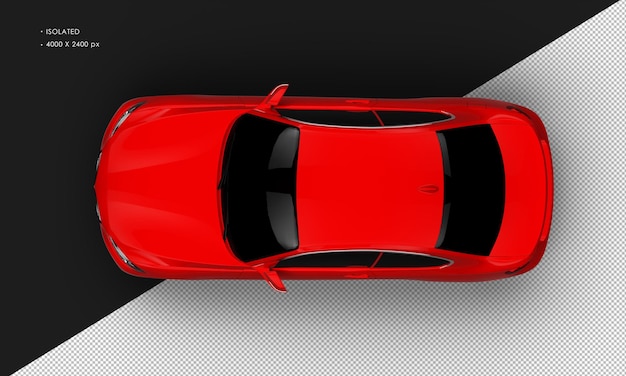 Isolado Realista Brilhante Vermelho Metálico Moderno Elegante Carro Sedan da Vista Superior