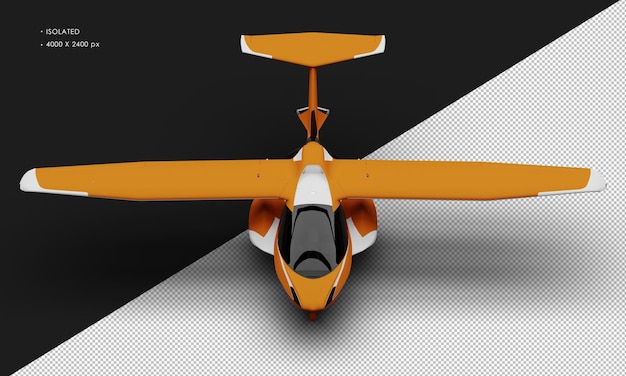 PSD isolado realista fosco laranja anfíbio leve esporte aeronave avião de vista superior frontal