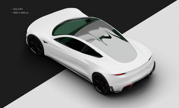 Isolado realista matte branco elétrico performance super sport car de cima à esquerda vista traseira