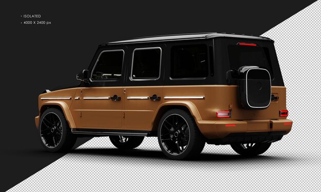 PSD isolado realista matte brown elétrico four wheel drive luxury suv car from left rear view