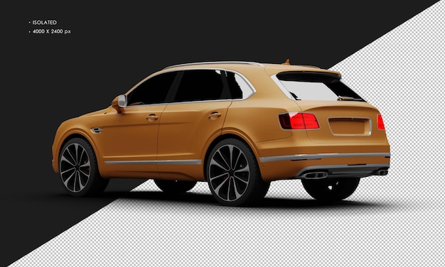 PSD isolado realista matte brown luxo de alto desempenho suv car from left rear view