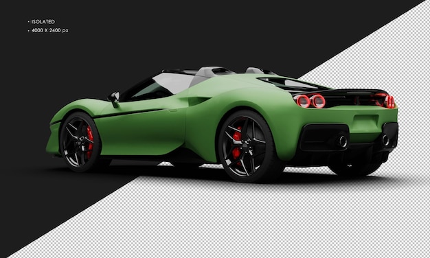 Isolado realista matte green limited twin turbo super sport car desde la vista trasera izquierda