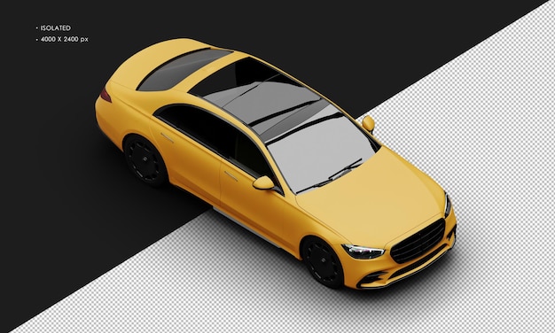 Isolado realista matte laranja luxo moderno elegante sedan city car da vista frontal superior direita