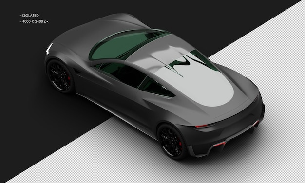 Isolado realista matte negro elétrico performance super sport car de cima à esquerda vista traseira