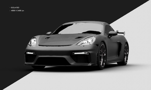 Isolado Realista Matte Negro Luxo Atlético Super Carro Esportivo Do Ángulo Frontal Esquerdo