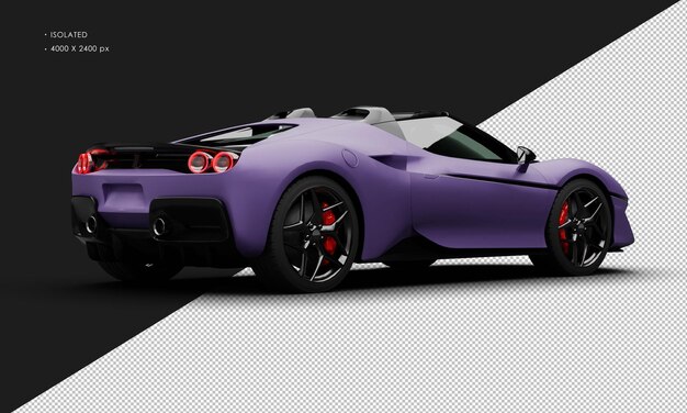 PSD isolado realista matte purple limited twin turbo super sport car desde la vista trasera derecha