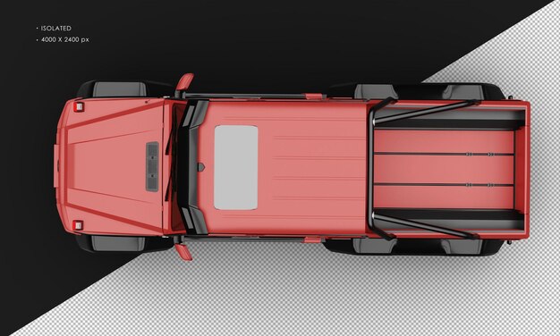 PSD isolado realista matte rojo exclusivo de seis ruedas de tracción suv de lujo desde la vista superior