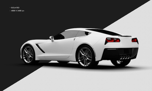 PSD isolado realista matte white luxury super sport car da visão traseira esquerda