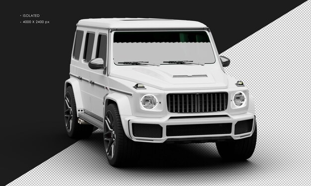 Isolado realista matte white twin turbo quatro rodas de tração suv de luxo do ângulo dianteiro direito