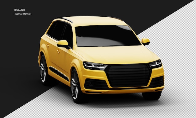 Isolado realista metal amarelo fosco esporte elegante carro suv vista de ângulo frontal direito