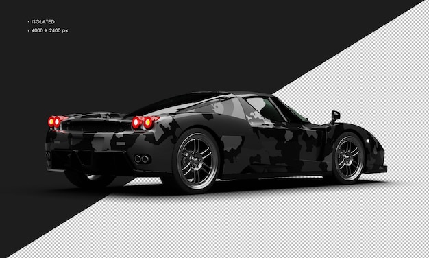 Isolado Realista Metal Negro Camuflagem Moderno Super Sport Carro de Corrida Direita traseira