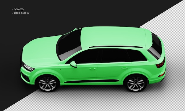 Isolado Realista Metal Verde Fosco Esporte Elegante Carro SUV da Vista Superior Esquerda