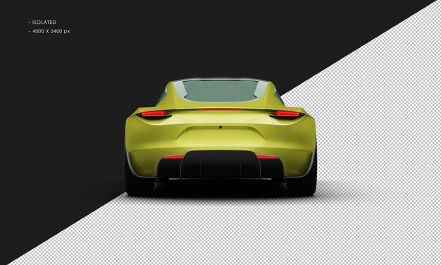 Isolado realista metálico amarelo elétrico super carro esportivo de desempenho de vista atrás