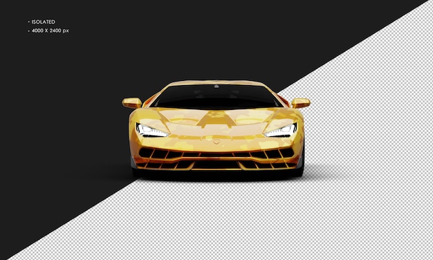 Isolado realista metálico amarillo camuflaje moderno ultra deportivo supercoche desde el frente