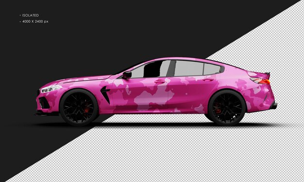 Isolado Realista Metálico Camuflaje Rosa Moderno Elegante Gran Super Coche Deportivo Lado izquierdo