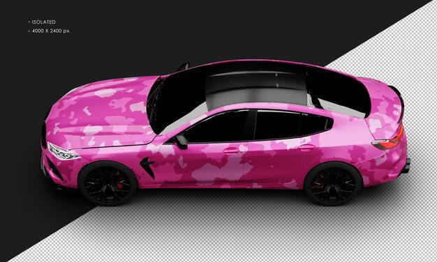 Isolado Realista Metálico Camuflaje Rosa Moderno Elegante Gran Super Coche Deportivo en la parte superior izquierda