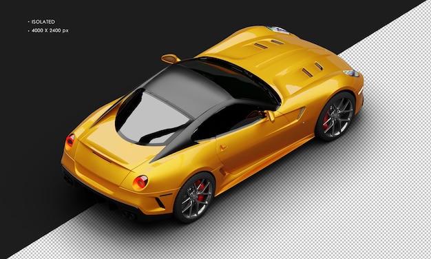Isolado realista metálico laranja Grand Tourer Super Sport Car do topo à direita vista traseira