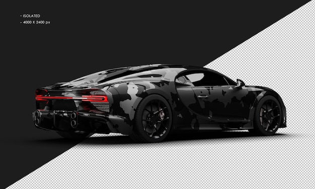 Isolado Realista Metálico Negro Camuflagem listras Sport Sedan Super Car Da direita para trás