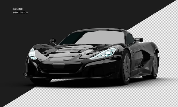 Isolado Realista Metálico Negro Camuflaje Hiper Carrera Deporte Super Coche Desde el Ángulo Delantero Izquierdo