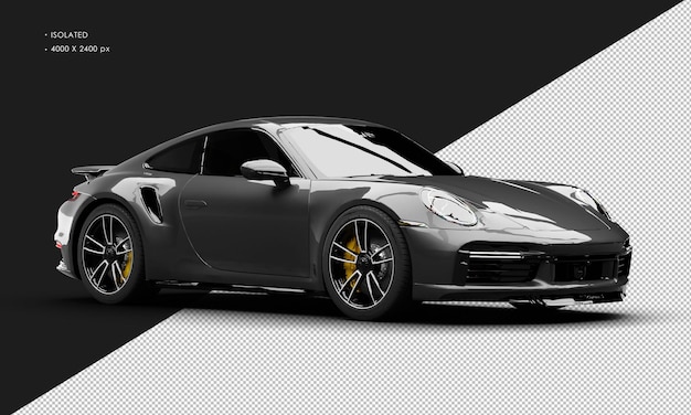 Isolado Realista Metálico Negro Legendário Coupe Super Carro Esportivo Da Direita Vista Frontal