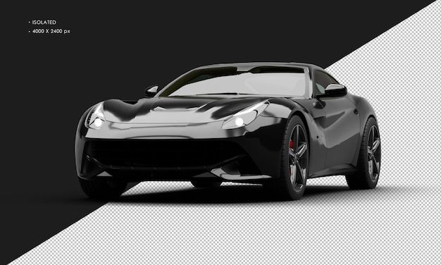 Isolado Realista Metálico Preto Moderno Esporte Cidade Sedan Super Carro Da Esquerda Vista De Ângulo Frontal
