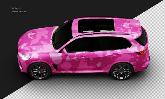 Isolado realista metálico rosado camuflaje lujo moderno ciudad SUV coche arriba a la izquierda