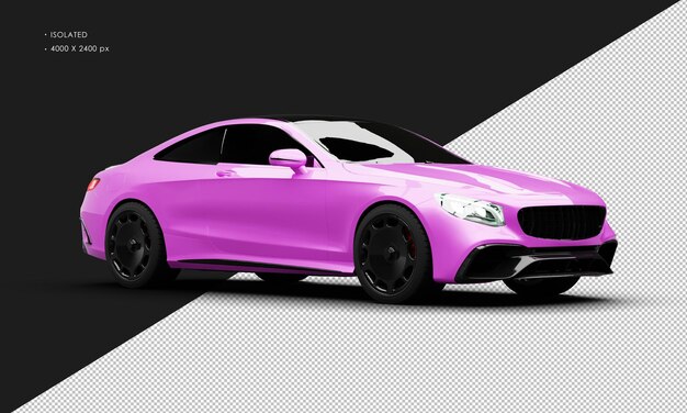 PSD isolado realista metálico roxo tamanho completo sedan de luxo supercarro da vista frontal direita