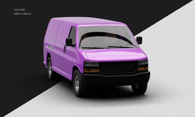 Isolado realista metálico roxo tamanho real cargo blind van carro do ângulo da frente direita