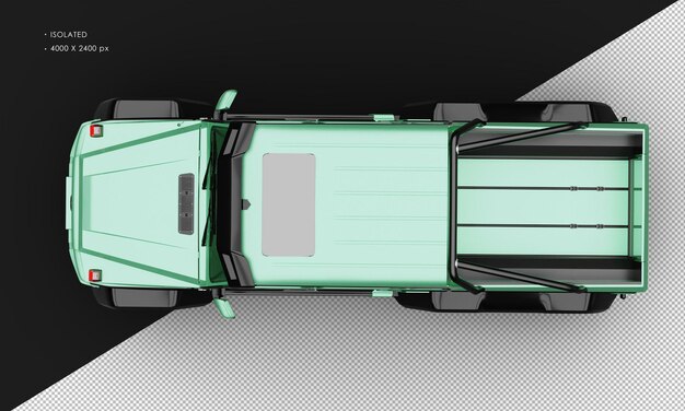 Isolado realista metálico verde exclusivo de seis ruedas de tracción suv de lujo desde arriba